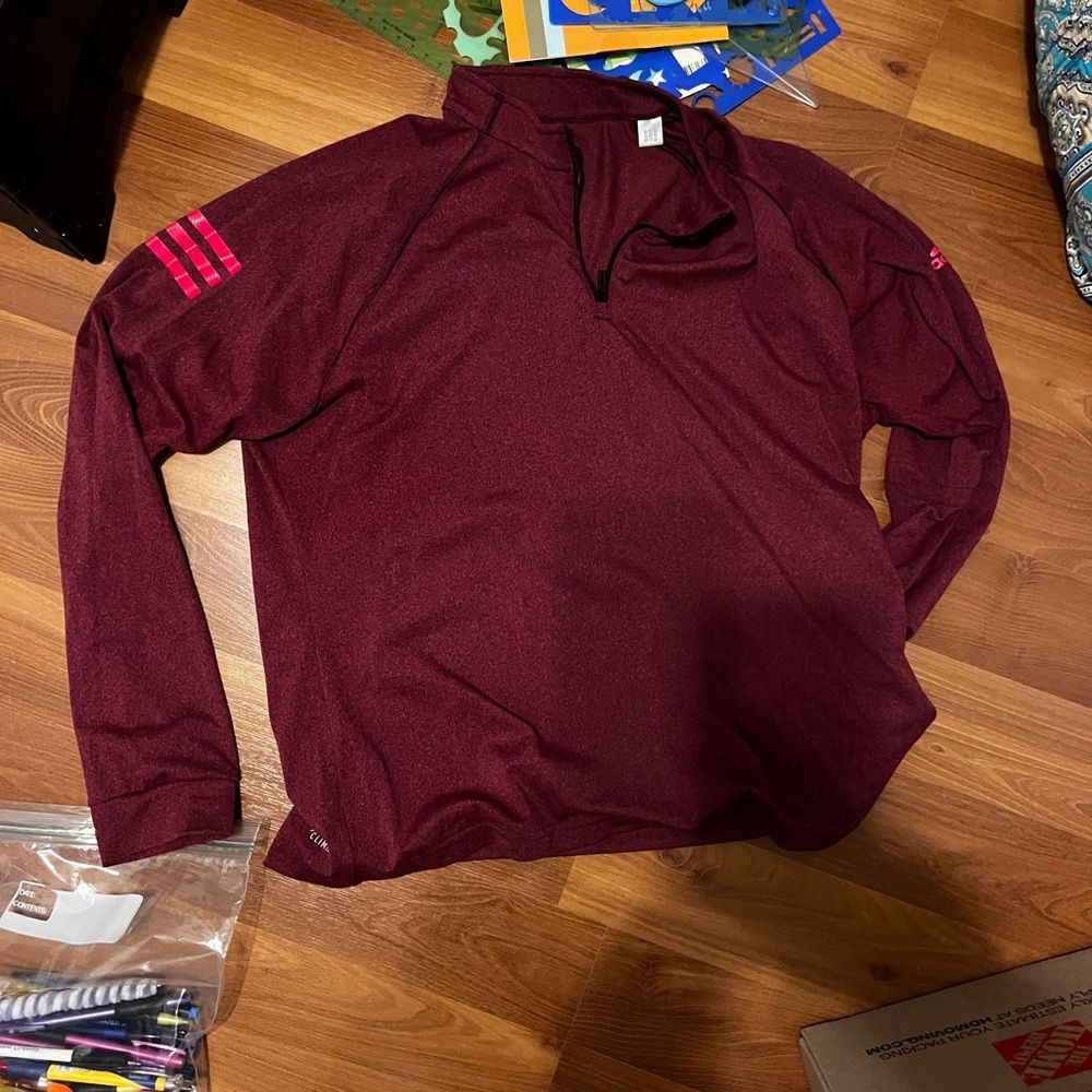 Adidas Maroon Quarter-Zip Pullover